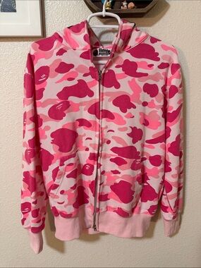 Bape Pink  Shark Camo Zip-Up Hoodie